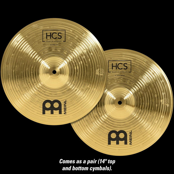 Meinl Cymbals HCS Hihat 14 Zoll (Video) Schlagzeug Becken – Paar – (35,56cm) Messing, Traditionelles