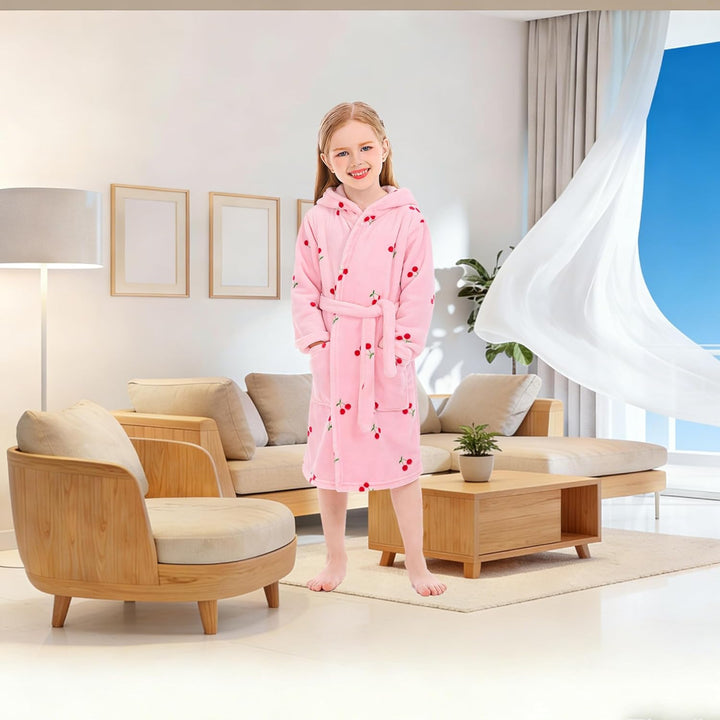 XINNE Unisex Baby Korallen Fleece mit Kapuze Morgenmantel Bademantel Jungen Mädchen Kleinkinder Pyja