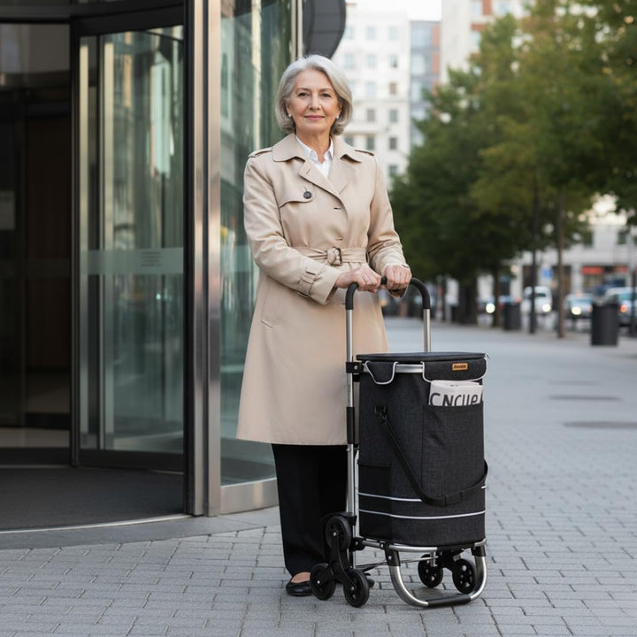 Einkaufstrolley Comfort für Treppen, 50 l (Schwarz), Schwarz
