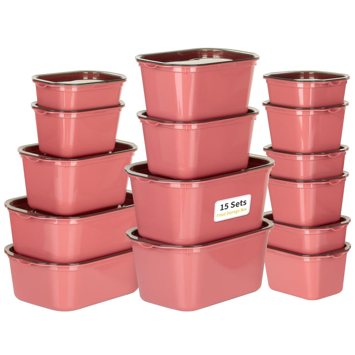 Cozary 15PCS Rechteckig Frischhaltedosen, Vorratsdosen Set mit Deckel, Luftdicht, Stapelbar, Mikrowe