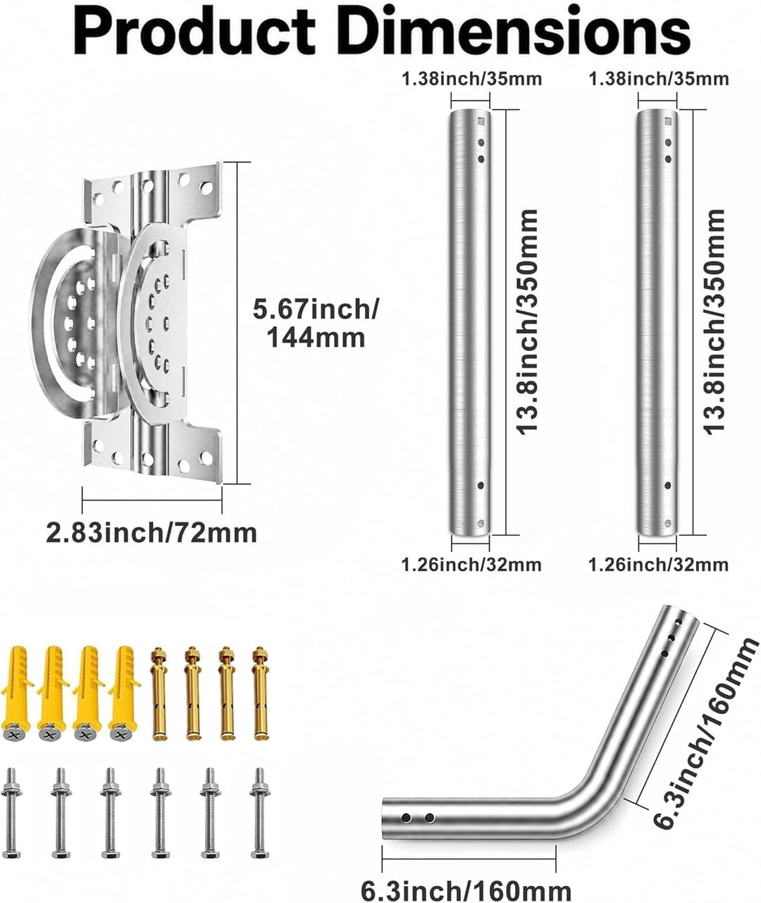 Universeller Antennenmast für Fernseh-, Satelliten-, Radio- und WLAN-Antennen - Verstellbarer Stände