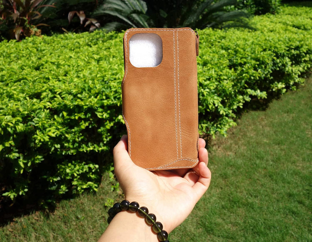 Yogurt Lederhülle für iPhone 14 Pro, Hülle Ledertasche Echtleder Case Handyhülle für iPhone 14 Pro,