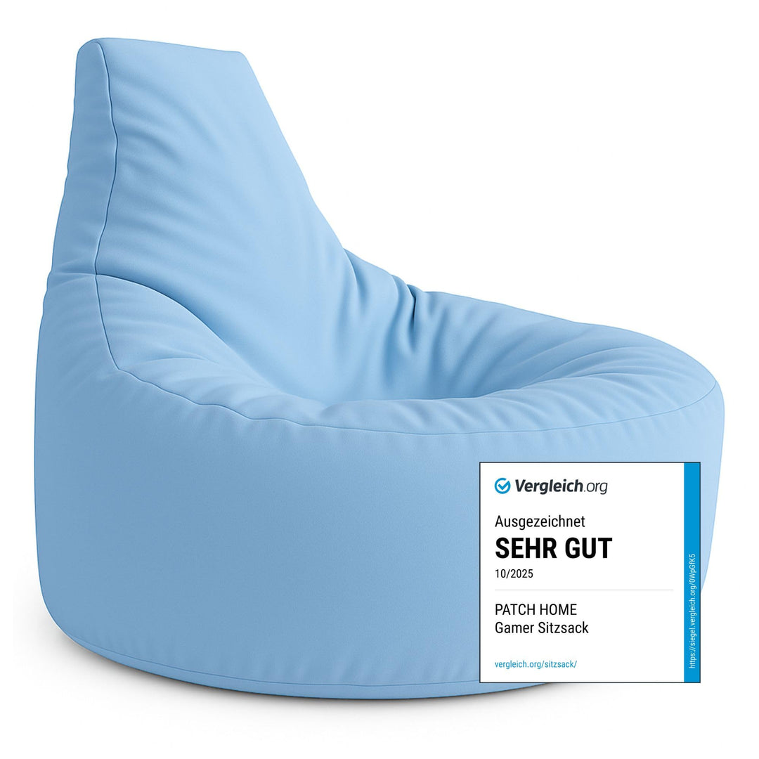 PATCH HOME Gamer Kissen & Lounge Sitzsack – befüllbar mit Reissverschluss, gefüllt mit Styropor, gee