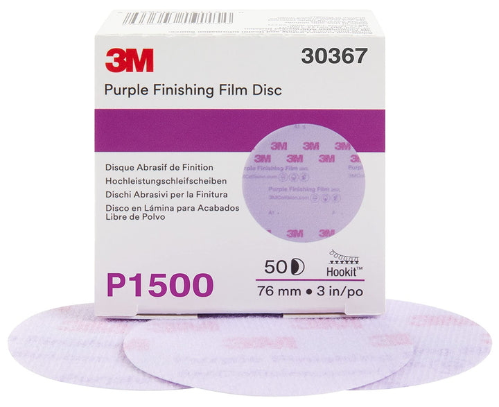 3M Hookit 30367 Schleifscheibe, 7,6 cm, Körnung P1500, Violett 3 P1500, 3 P1500