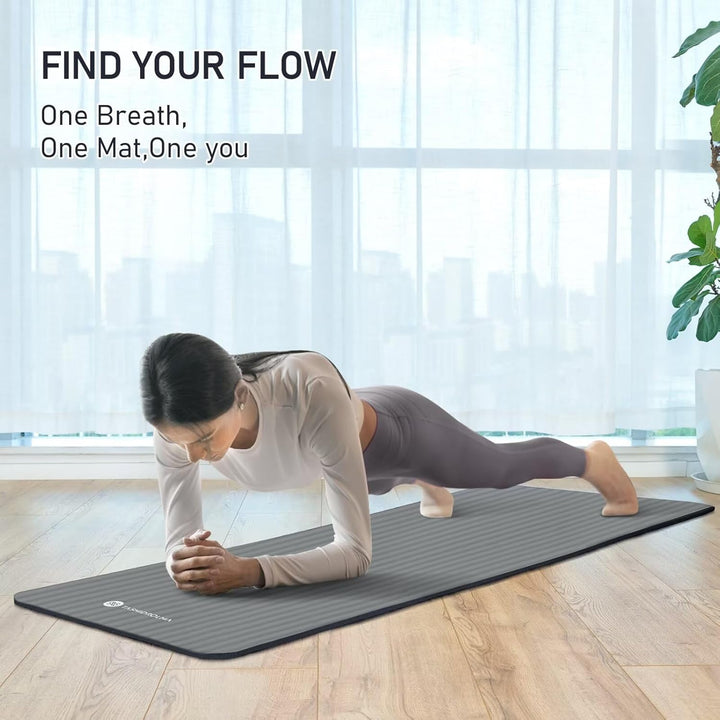 Yoga Matte Dicker, NBR Yogamatte Rutschfest Mit Tragegurt, Für Gymnastikmatte, Fitnessmatte, Sportma