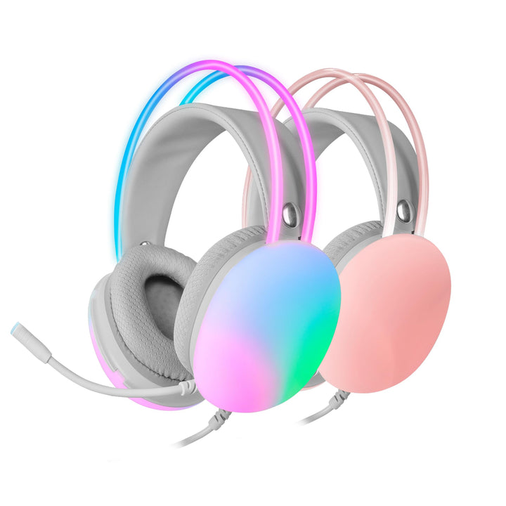 MARSGAMING Mars Gaming MH-Glow Rosa, 360° Full Chroma RGB Flow Kopfhörer, Mikrofon Geräuschunterdrüc