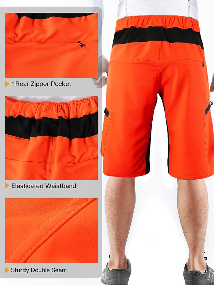 ARSUXEO Herren Radhose Loose Fit MTB Shorts Wasserabweisende Outdoor Sporthose mit 7 Taschen 1202 S