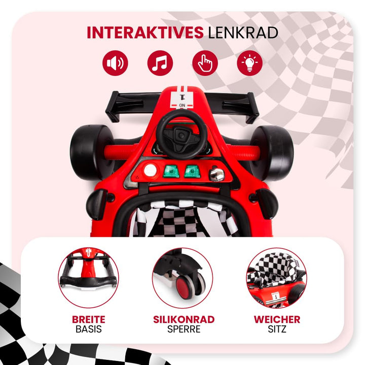 Sun Baby Lauflernhilfe Walker 3in1 mit höhenverstellbare Automotiv, Formula racing, interaktiv und f