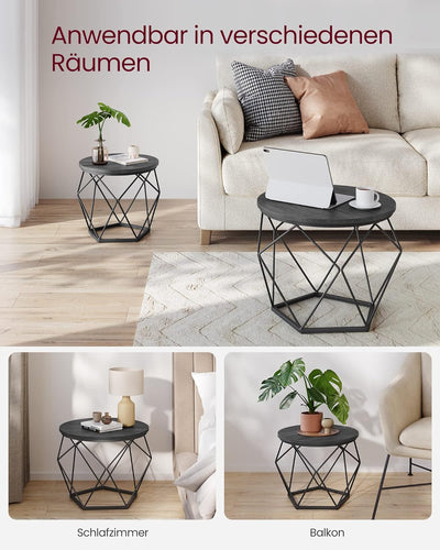 VASAGLE Couchtisch rund, 2er Set, Wohnzimmertisch, Beistelltisch, modern, abnehmbare Tischplatte, fü