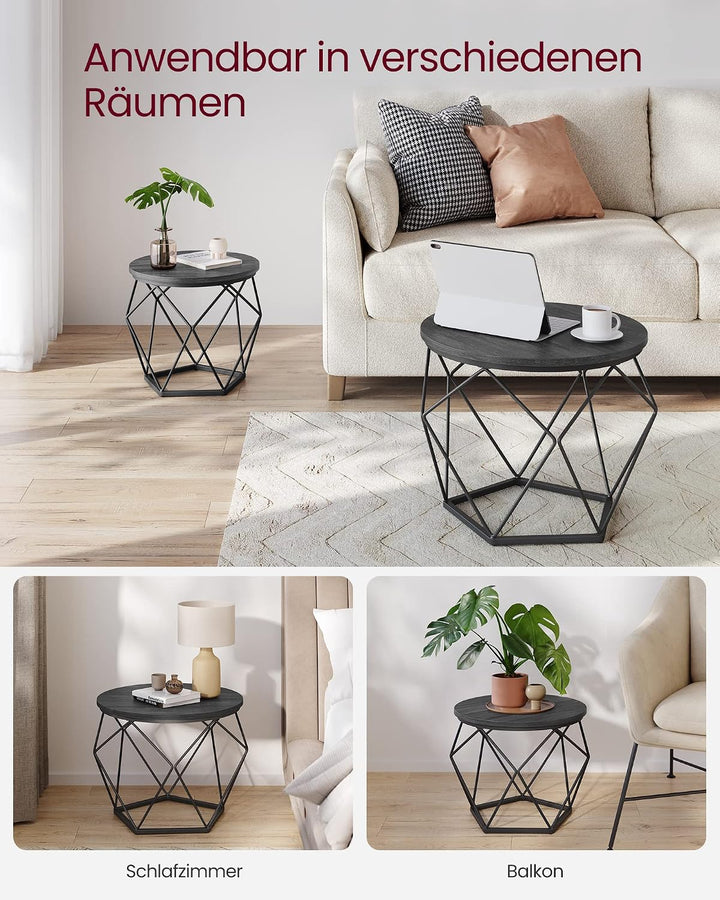 VASAGLE Couchtisch rund, 2er Set, Wohnzimmertisch, Beistelltisch, modern, abnehmbare Tischplatte, fü