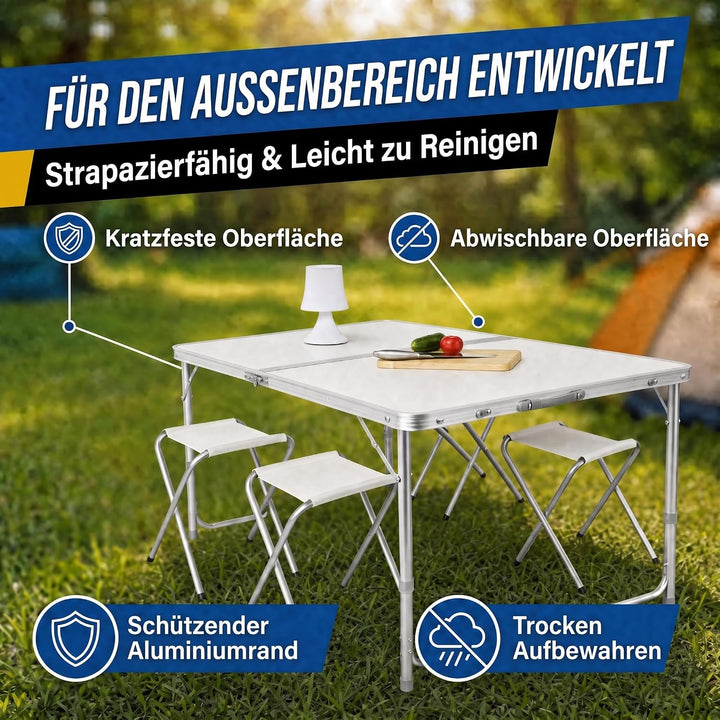 GOODS+GADGETS Klappbarer Multifunktionstisch Mehrzwecktisch Campingtisch Klapptisch Markttisch höhen