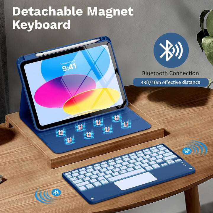 MoKo Touchpad Hülle mit Tastatur für iPad (A16) 11/10 Generation (11/10.9 Zoll) 2025/2022 mit Stifth
