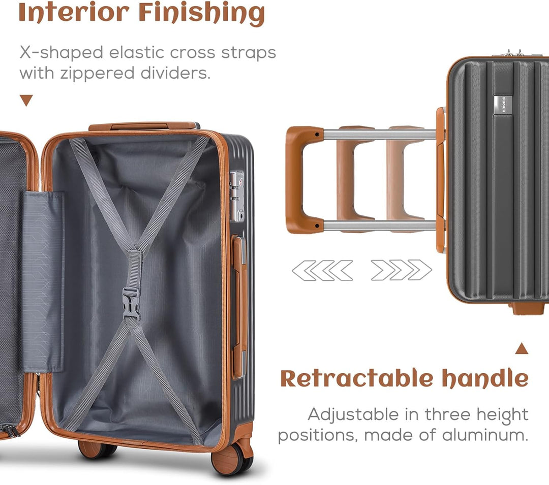 Joyway Hartschalen Koffer Set 3 Stück,Handgepäck Reisekoffer 4 Rollen Leicht, Rollkoffer mit Trolley