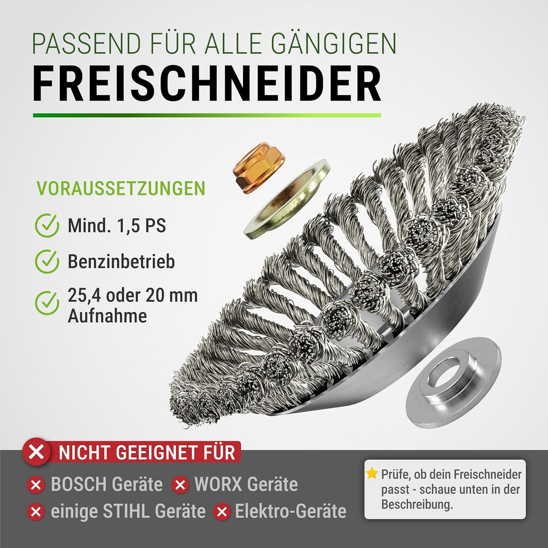 FISO 2 Stück Unkrautbürsten für Freischneider (2024) | Universelle Wildkrautbürsten für Motorsensen
