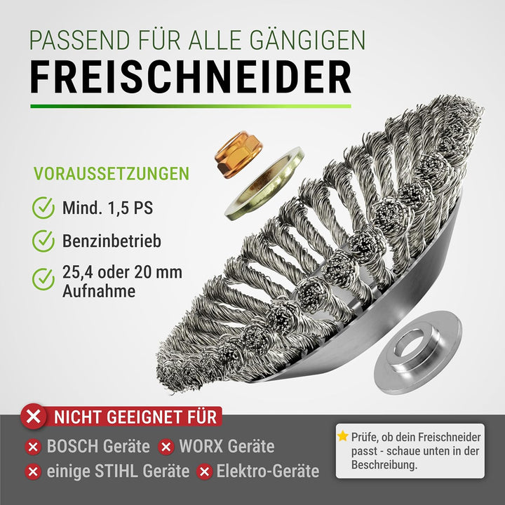 FISO 2 Stück Unkrautbürsten für Freischneider (2024) | Universelle Wildkrautbürsten für Motorsensen