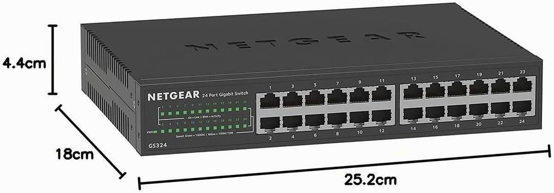 Netgear GS324 Switch 24 Port Switch Gigabit Ethernet LAN Switch (Plug-and-Play Netzwerk Switch, lüft