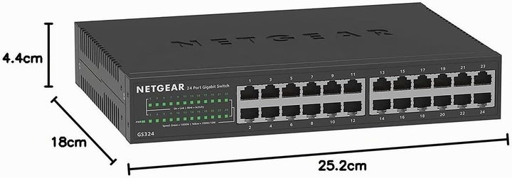 Netgear GS324 Switch 24 Port Switch Gigabit Ethernet LAN Switch (Plug-and-Play Netzwerk Switch, lüft