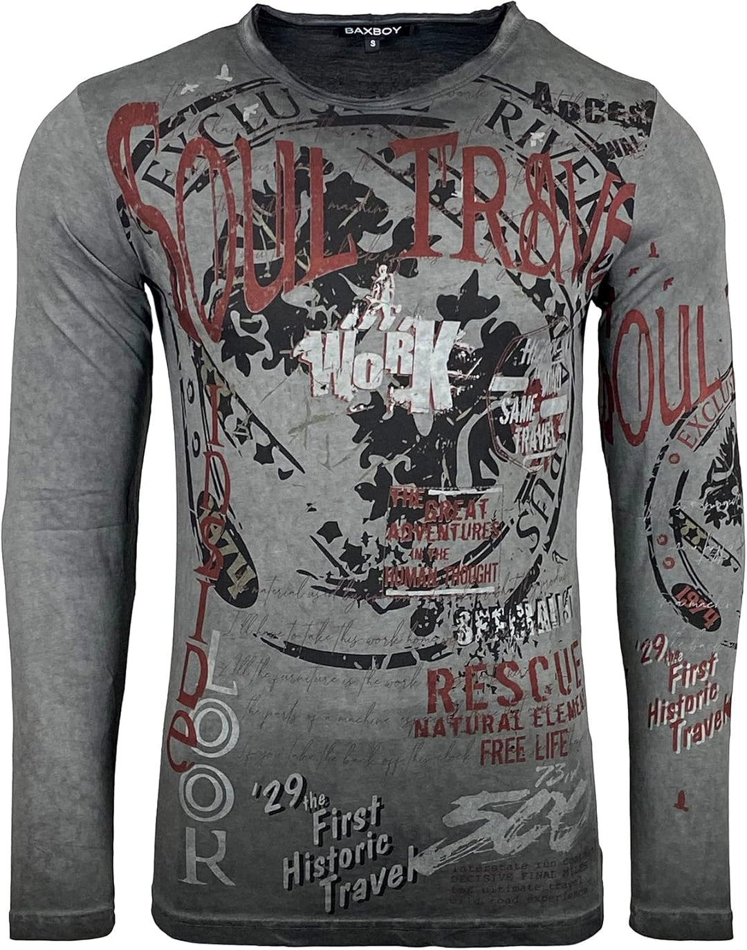 Baxboy Herren Longsleeve T-Shirt Moderner Männer Langarmshirt Langarm Sweatshirt 704 S Anthrazit, S
