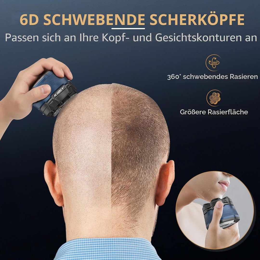 Glatzen Rasierer Herren elektrisch, Kibiy Kopfrasierer für Glatze, IPX7 Wasserdichter Kopfrasierer f
