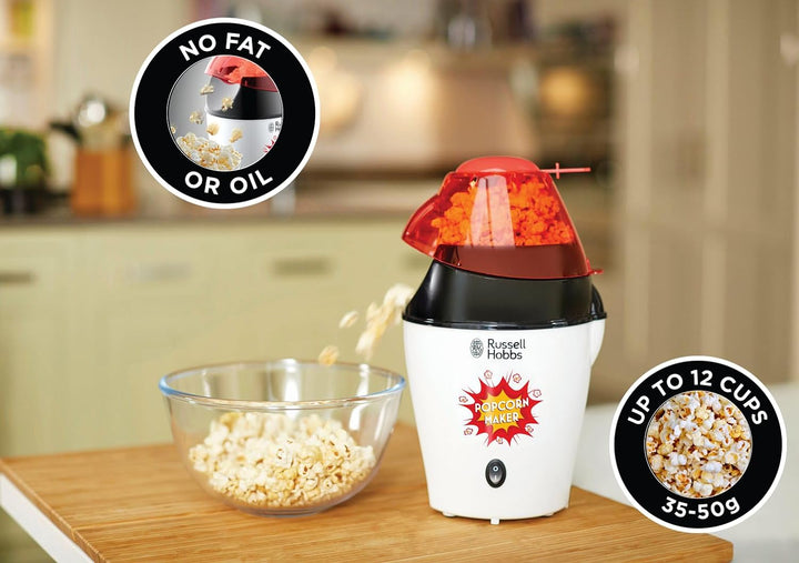 Russell Hobbs Popcornmaschine [Testsieger] Fiesta (Heissluft Popcorn Maker, ohne Fett & Öl, inkl. Me