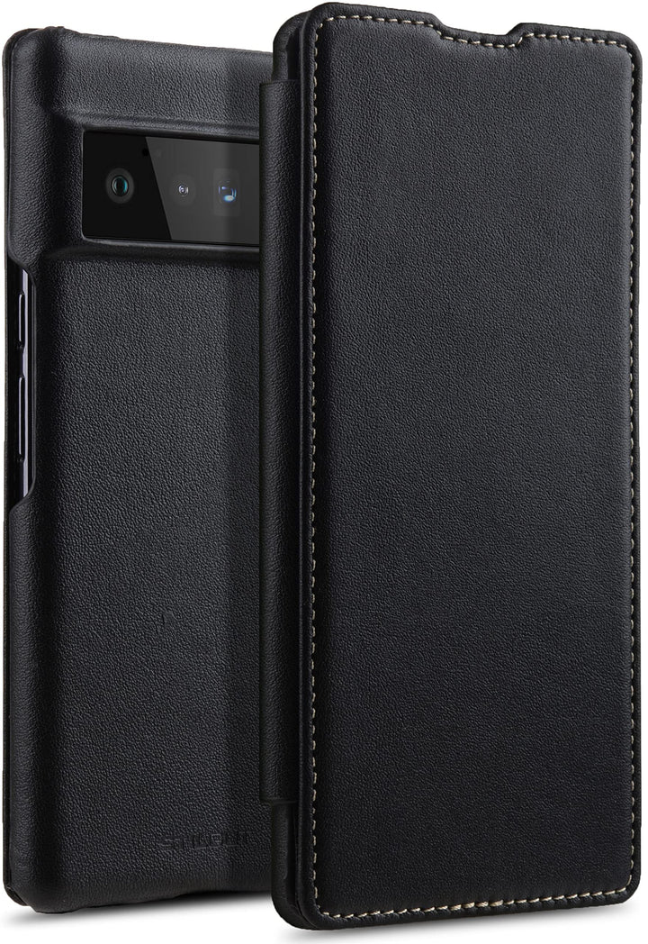 STILGUT Book Case kompatibel mit Google Pixel 6 Pro Hülle aus Leder zum Klappen, Klapphülle, Handyhü