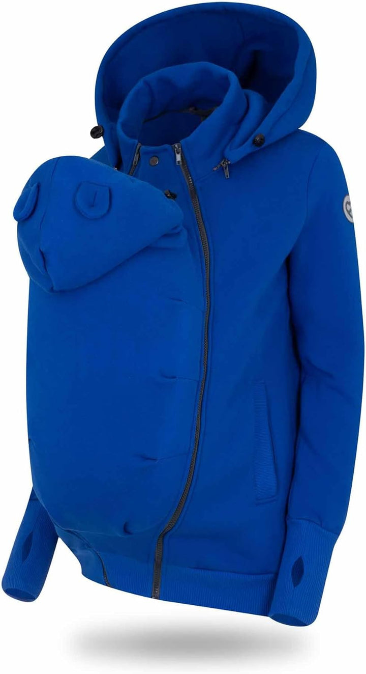 fun2bemum Pola 4in1 Baby Tragejacke für Mama Känguru Kapuze VORNE/HINTEN XXL Cobalt, XXL Cobalt