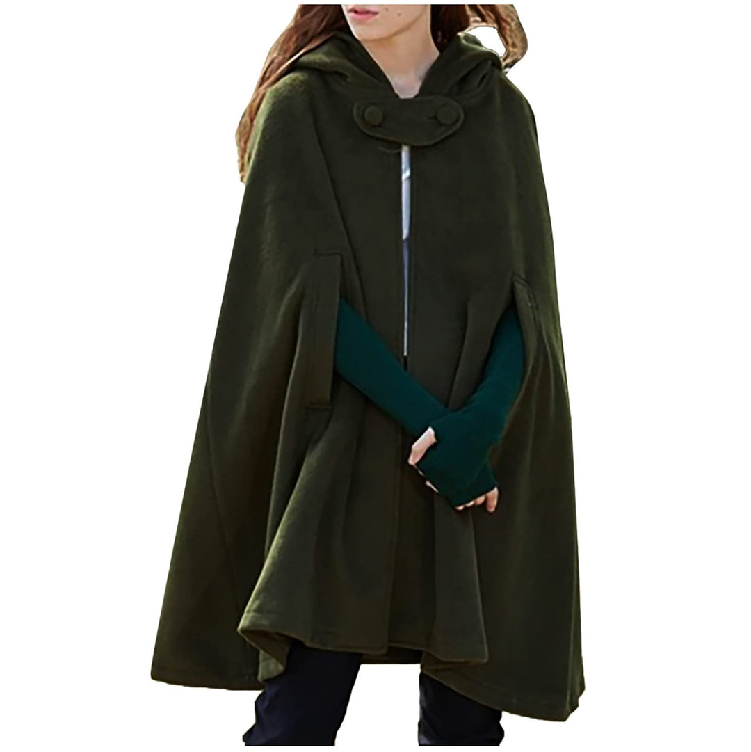 Lange Umhang mit Kapuze DamenVintage Einfarbig Poncho RobeHalloween KostümLeichte TrenchcoatWinddich