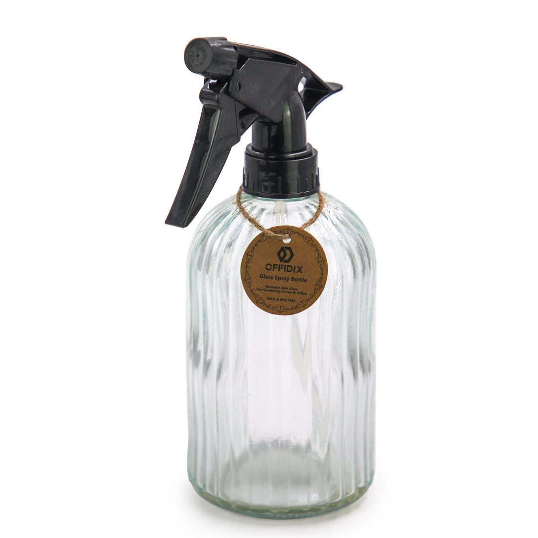 OFFIDIX Glas-Sprühflasche, transparente Sprühflasche mit feinem Nebel, Handdruck-Pflanzennebel mit o