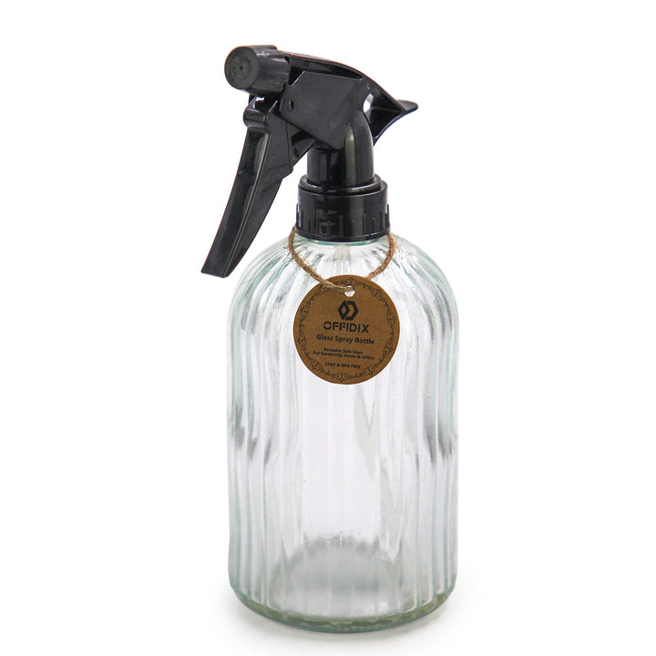 OFFIDIX Glas-Sprühflasche, transparente Sprühflasche mit feinem Nebel, Handdruck-Pflanzennebel mit o