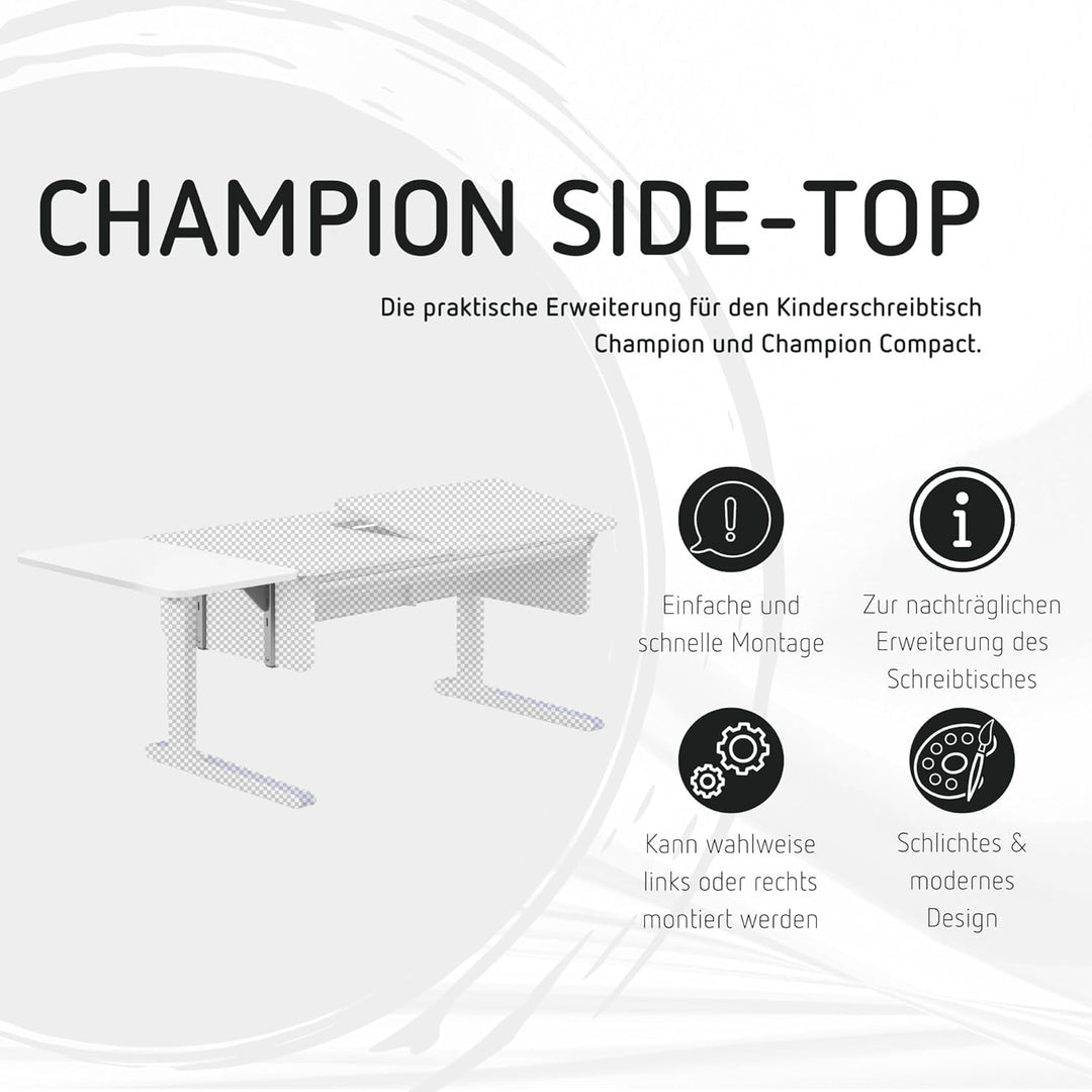 moll Champion Side Top, Tisch-Erweiterung in die Breite, seitliche Ablagemöglichkeit, Weiss, Holzwer