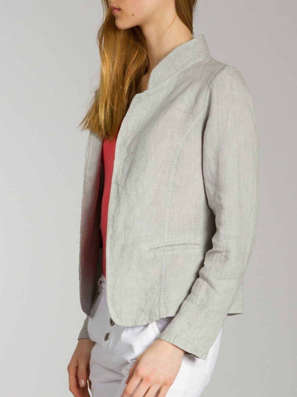 Caspar BZR004 kurzer Damen Leinen Sommer Blazer XS Hellgrau, XS Hellgrau