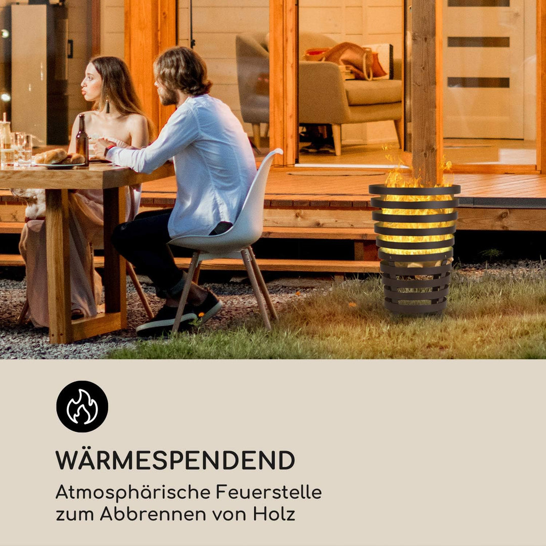 blumfeldt Verus - Feuerkorb aus Stahl, 42 cm Feuerstelle, Stabiler Stand, Feuerschale für den Garten