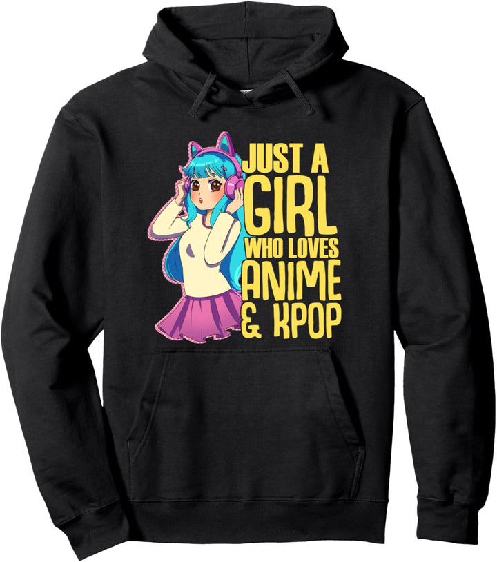 Just A Girl Who Loves Anime And K-Pop Otaku Neko Mädchen Pullover Hoodie