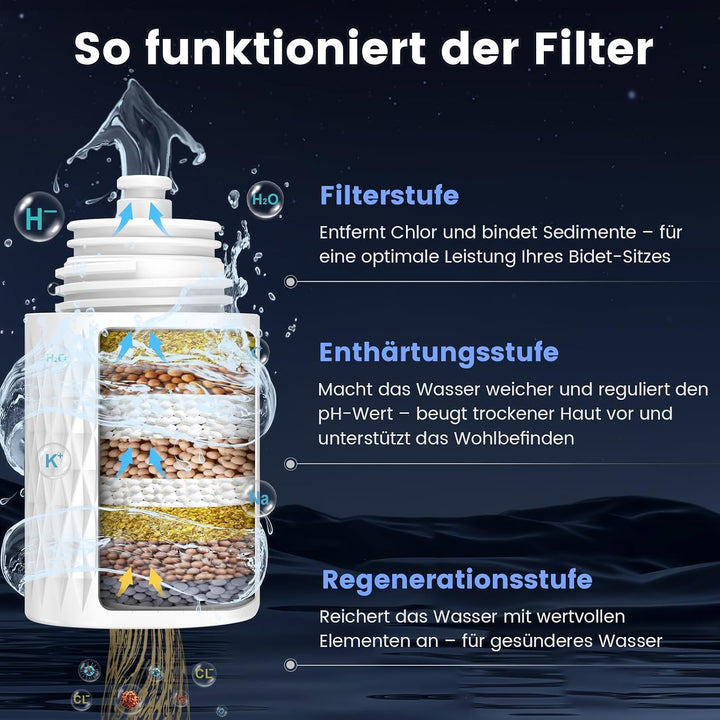 FEELSO ultraflacher Bidetsitz mit Filter, Doppel-Düsen Vor-/Rückwäsche | Selbstreinigende Düsen, str