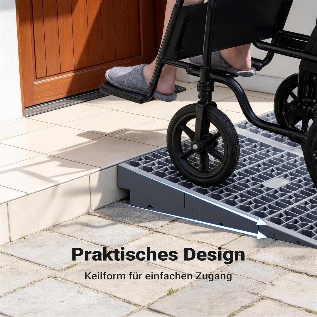 Wiltec Türschwellenrampe in verschiedenen Höhen 0-25/25-50/50-76 mm mit 810 mm Breite für Rollstuhl