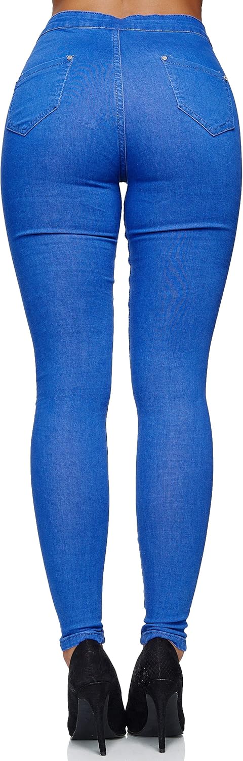 Elara Damen Slim Fit Hose Highwaist Jeans Chunkyrayan, Navy Chicago