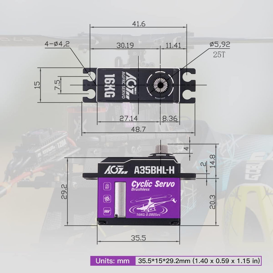 AGFRC Bürstenloses Hohes Drehmoment Zyklus Servo – 16KG HV Full CNC Gehäuse Titan-Getriebe Hubschrau