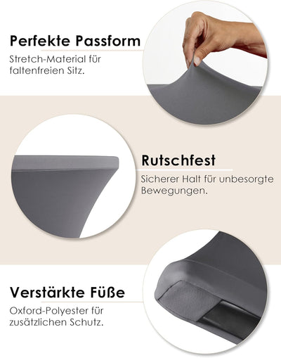 Gräfenstayn 2er-Set Stretch Stehtischhusse Diana mit Öko-Tex Siegel, Verstärkung im Fussbereich, in