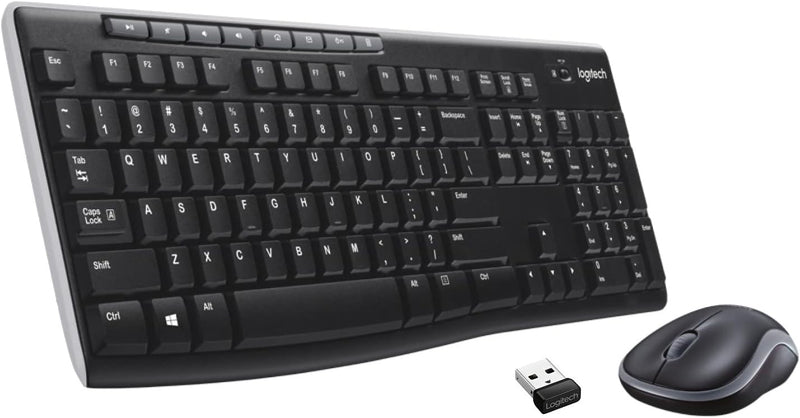 Logitech MK270 Kabelloses Set mit Tastatur und Maus für Windows, Belgisches AZERTY-Layout - Schwarz