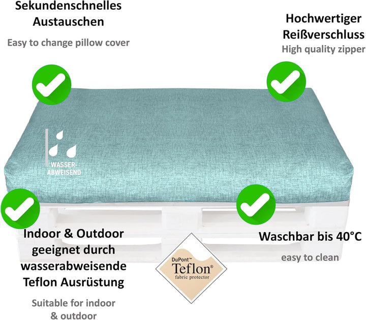 LILENO HOME Palettenkissen Bezug Creme - Ersatzbezug für Sitzteil 120 x 80 x 16-20 cm - Polster Bezu