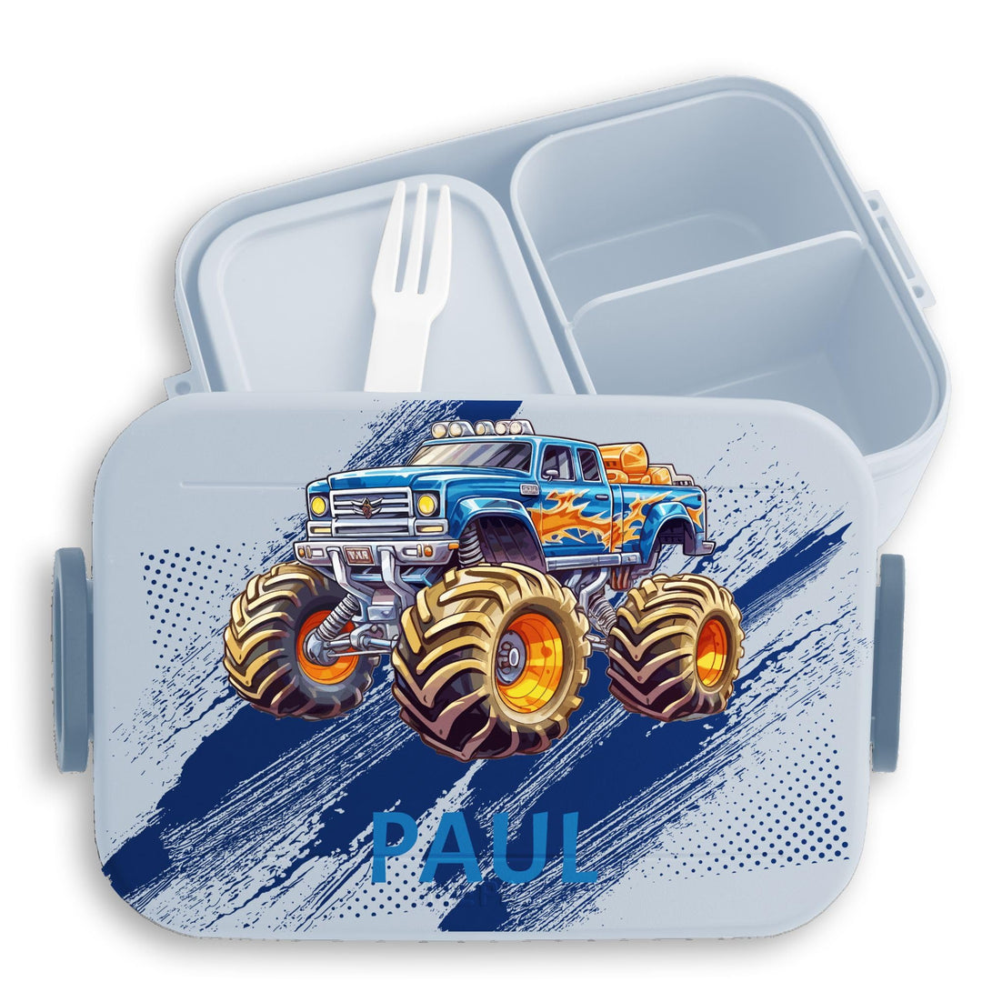 Kinder Bento Box Midi für Mepal Bentobox - Auto - Lunchbox Monstertruck mit Name Brotbox Monster Tru