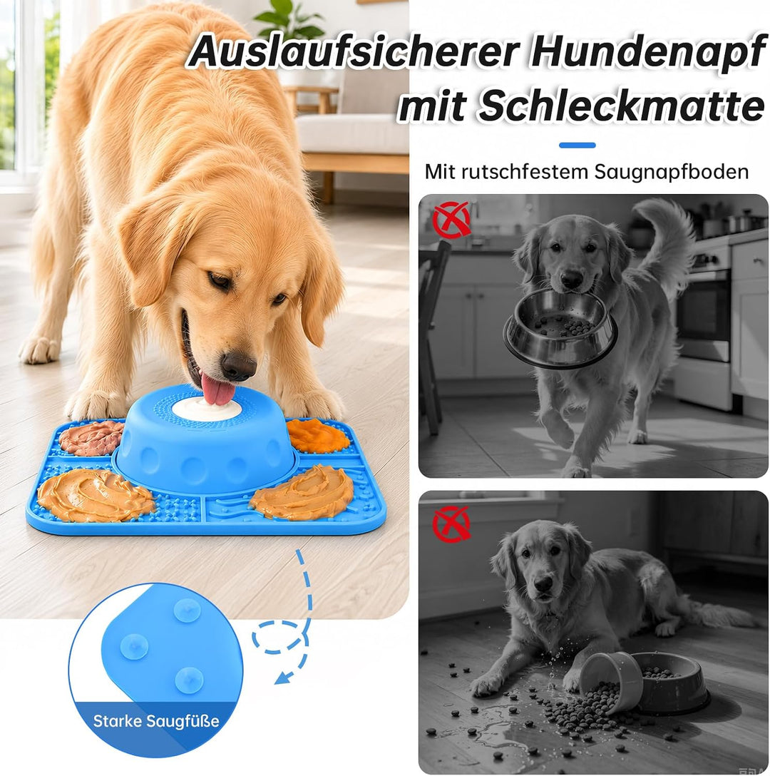 Anti Schling Napf &amp; Schleckmatte für Hunde, für flüssige Leckerlis, M