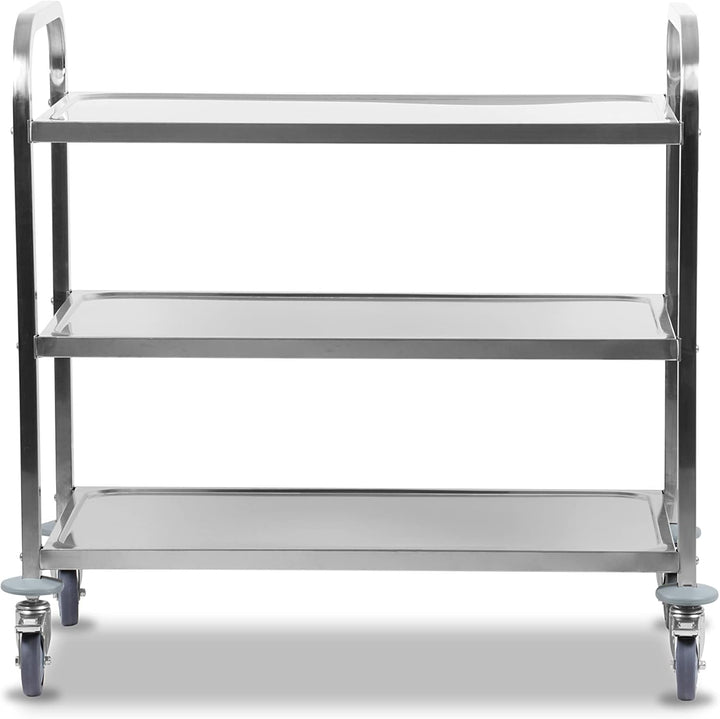 Mahlzeit Edelstahl Servierwagen mit 3 Etagen | 101,5 x 95 x 48,5 cm | Servicewagen mit Rollen und Fe