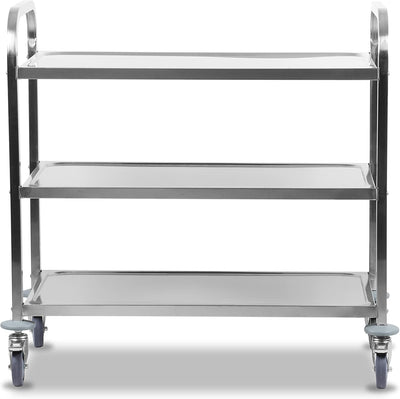 Mahlzeit Edelstahl Servierwagen mit 3 Etagen | 101,5 x 95 x 48,5 cm | Servicewagen mit Rollen und Fe