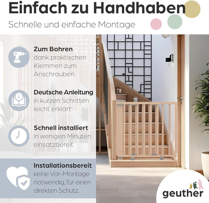 Geuther 2733+ ECO schwenkbares Treppenschutzgitter Passung: 67 cm - 107 cm TÜV/GS zertifiziert Türgi