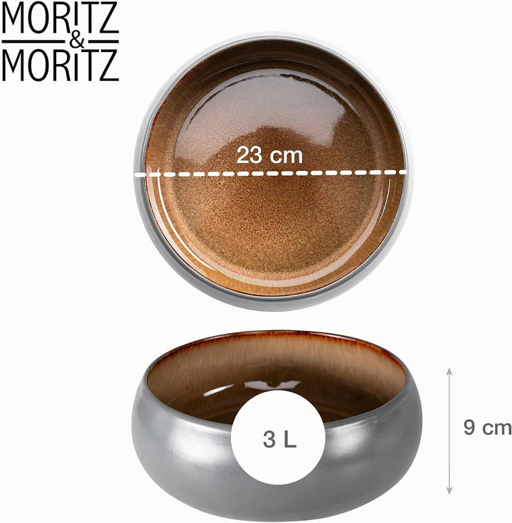 Moritz &amp; Moritz SOLID Servierschale Beige - Grosse Schale aus hochwertigem Steinzeug, Modern &amp; Zeitl