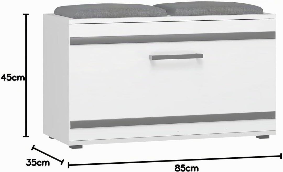 CDF Schuhschrank Opal | Farbe: weiss | Ideal für Diele, Flur, Büro | Schuhaufbewahrung | bequemer Si