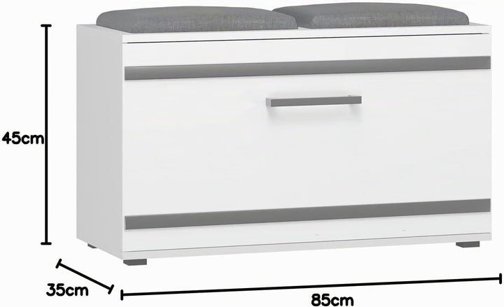 CDF Schuhschrank Opal | Farbe: weiss | Ideal für Diele, Flur, Büro | Schuhaufbewahrung | bequemer Si