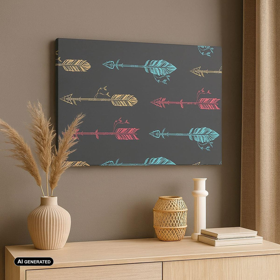 ARTTOR Bilder auf Leinwand 100x70cm Leinwandbild mit Rahmen Pfeil Feder Gross Wanddeko Bild Schlafzi
