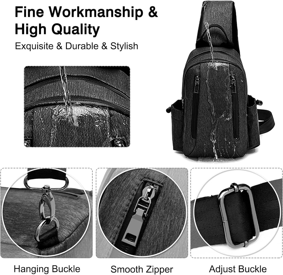 FANDARE Retro Brusttasche Sling Bag Sling Rucksack Schultertasche Crossbody Bag Business Umhängetasc